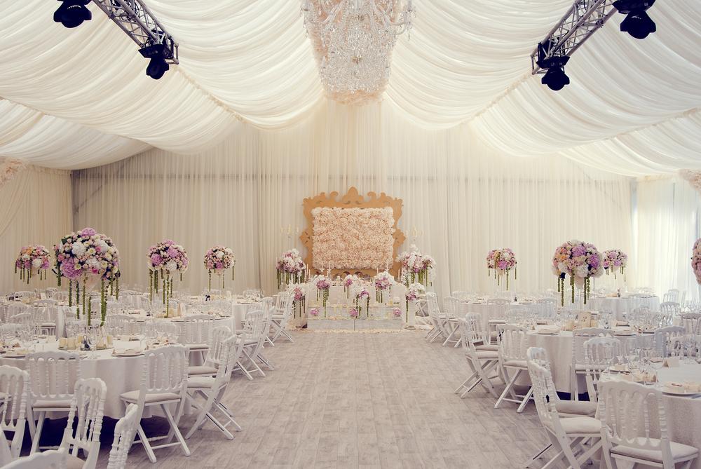 decorating wedding marquee